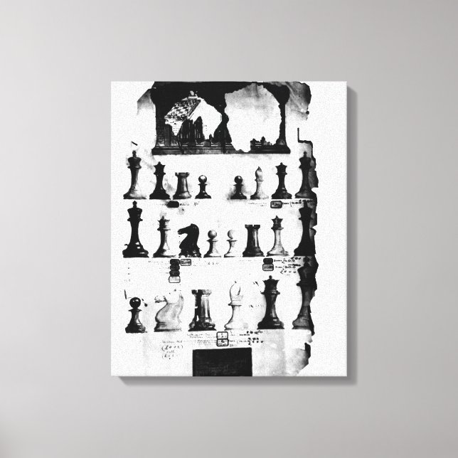Staunton Chessmen Patent Teckning Canvastryck (Framsida)