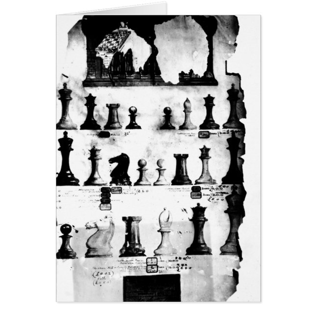 Staunton Chessmen Patent Teckning Hälsningskort (Framsidan)