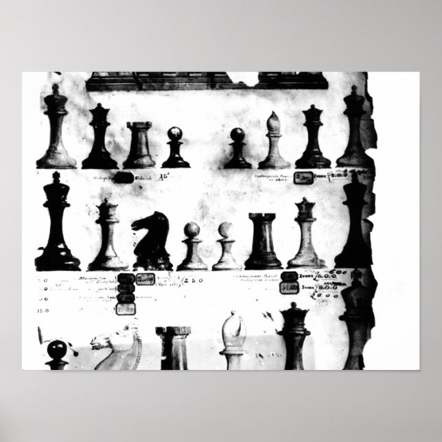 Staunton Chessmen Patent Teckning Poster (Framsidan)