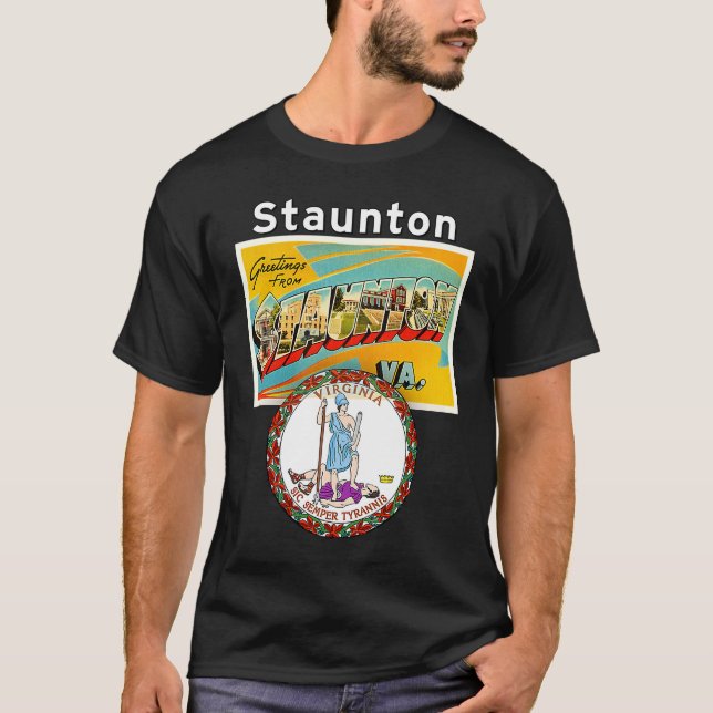 Staunton Virginia VA Large Brev vykort, S T Shirt (Framsida)