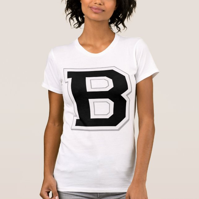 Stava det ut initiala svart kvinna för brev B Tee Shirt (Framsida)