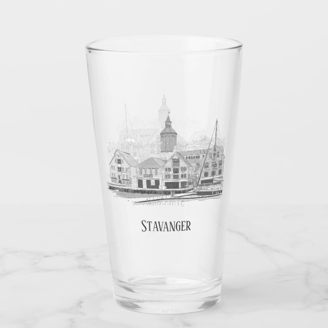 Stavanger Norge Beresh Streetscape Beer Glaskopp (Framsida)