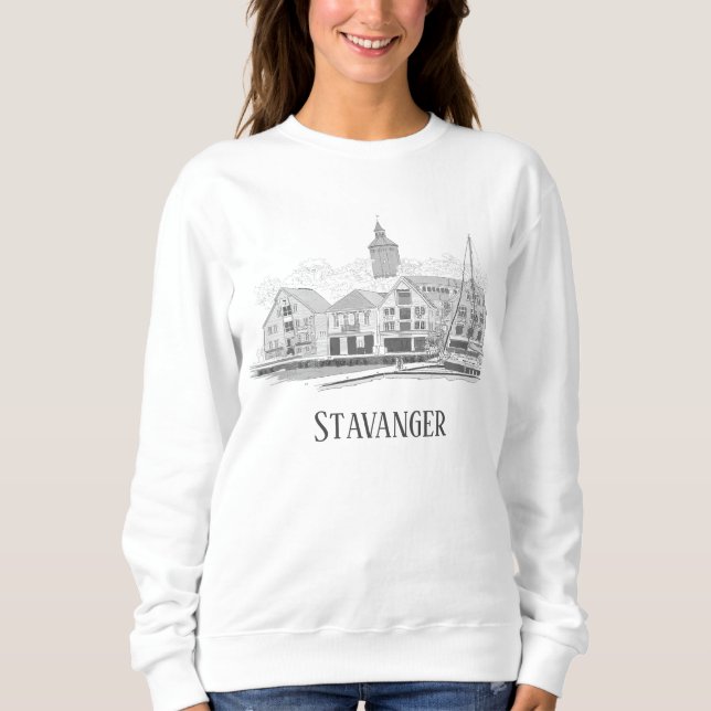 Stavanger Norge Beresh Streetscape Teckning Swe T Shirt (Framsida)