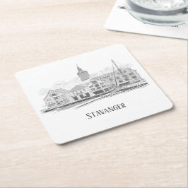 Stavanger Norge Beresh Streetscape Teckning Underlägg Papper Kvadrat