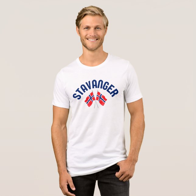 STAVANGER Norge Flaggor T Shirt (Framsida Full)