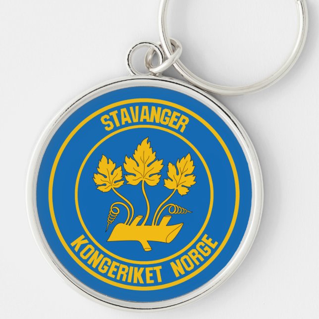 Stavanger Round Emblem Rund Silverfärgad Nyckelring (Framsidan)