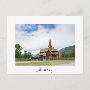 Stavkyrka i Lom, vykort för vit Norge