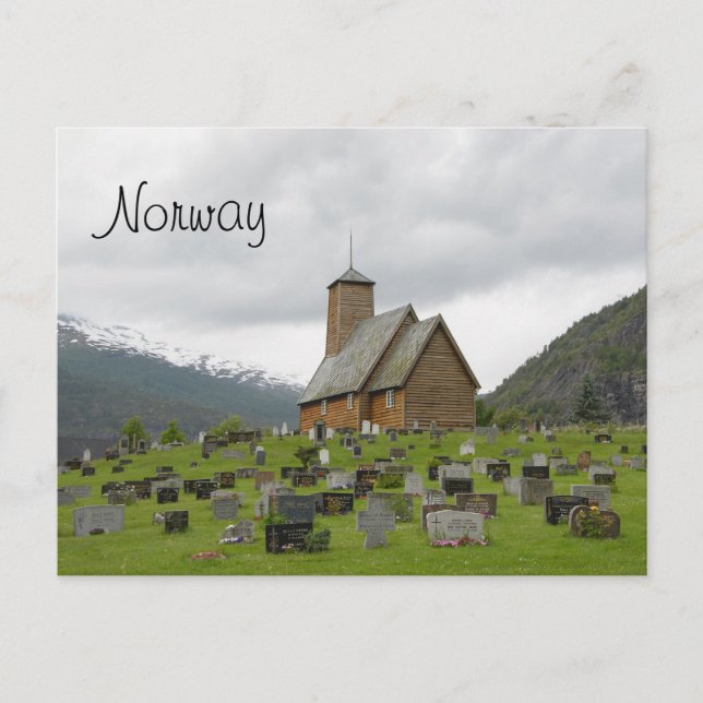 Stavkyrka med visitkort med Norge Vykort (Framsida)