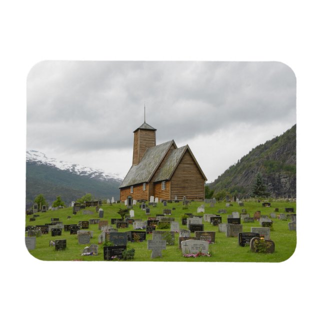 Stavkyrka och gravar, rektangulära Norgar Magnet (Horisontell)