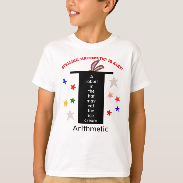 Stavning Aritmetic Magic Bunny Öron Stars T Shirt (Framsida)