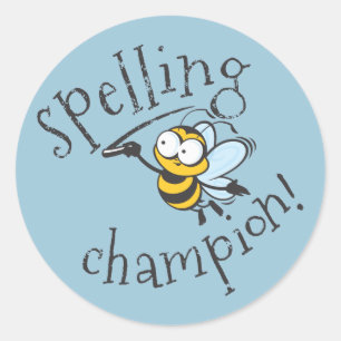 Stavning Bee Champion Runt Klistermärke