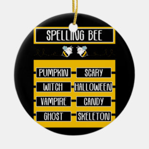 Stavning Bee Pun Halloween Costume för lärare Julgransprydnad Keramik