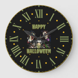 Stavväggsklocka för happy halloween stor klocka
