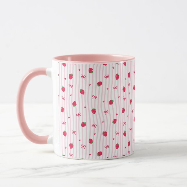 Stawberry Heart Bow Pattern  Mugg (Vänster)