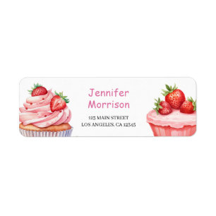 Stawberry Muffins Rosa Girl Return-adressetikett Returadress Etikett