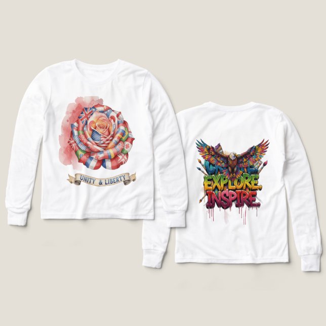 "Stay Alive & Endure Inspire – Motivational Long S T Shirt (Design framsida och baksida)