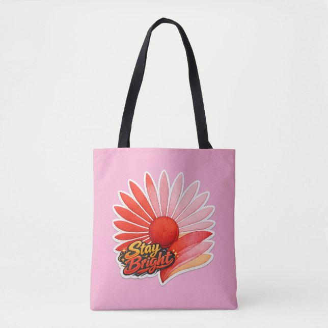 🌸 Stay Bright Daisy Tote Bag Tygkasse (Framsida)