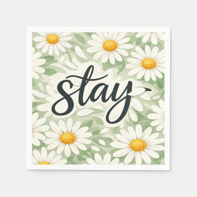 Stay Calligraphy Text On Daisy Abstract Pappersservett (Framsidan)