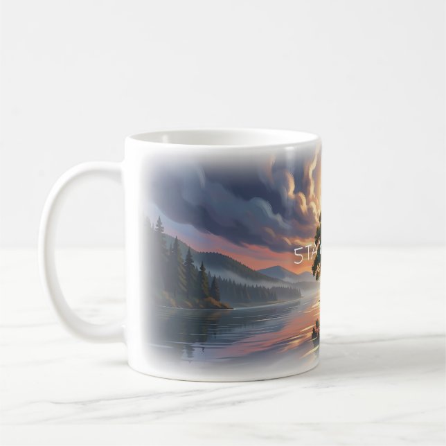 🌕 Stay Calm Månljust Träd Panorama Mugg (Vänster)