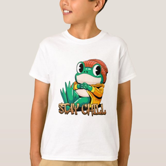 Stay Chill Frog – Cool Vibes Graphic Tee (Framsida)