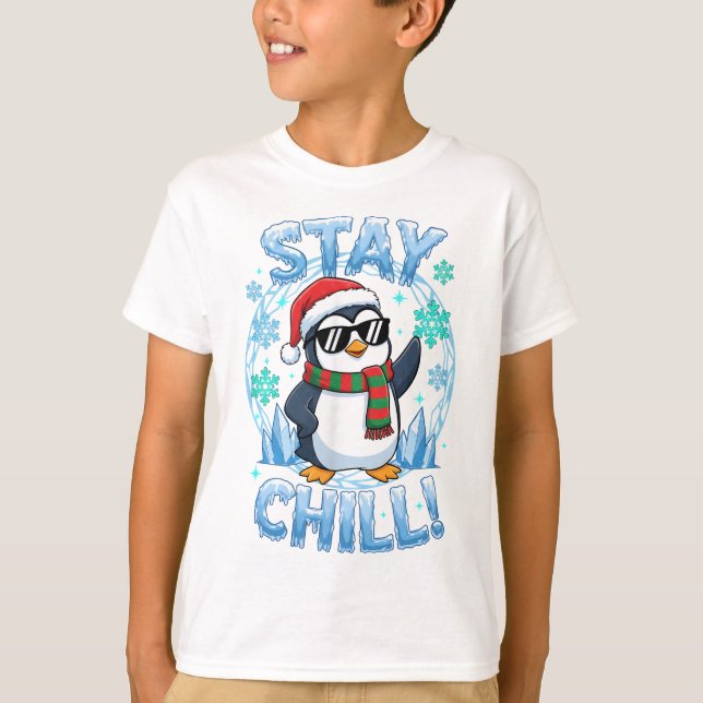 Stay Chill Pingvin Jul T Shirt (Framsida)