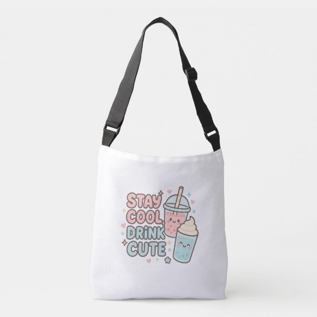 Stay Cool,Drink Cute–Trendy Summer Quote Axelväska (Framsida)