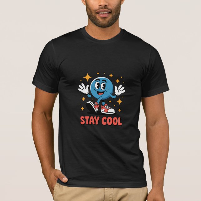 Stay Cool Retro Cartoon T Shirt (Framsida)