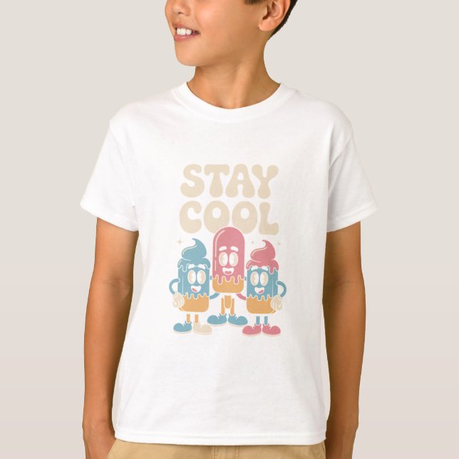 Stay Cool Retro Ice Cream T-Shirt (Framsida)