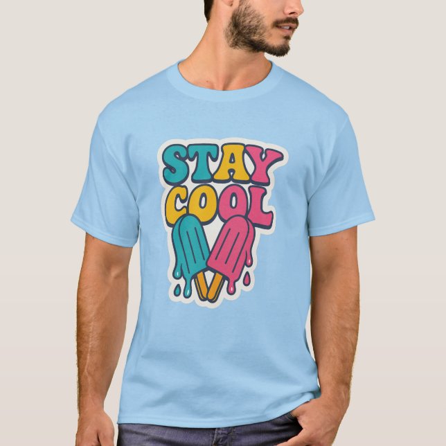Stay Cool – Retro Summer Popsicle T Shirt (Framsida)