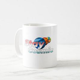 Stay Cosmic Minimal Space Typografi Kaffemugg