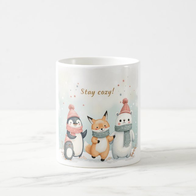 Stay Cozy Winter Animals Mug – Penguin, Fox, Polar Kaffemugg (Center)