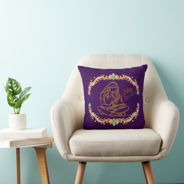 Stay Creative Gold Line Art Kastkudde 16x16 |  Kudde (Stol)