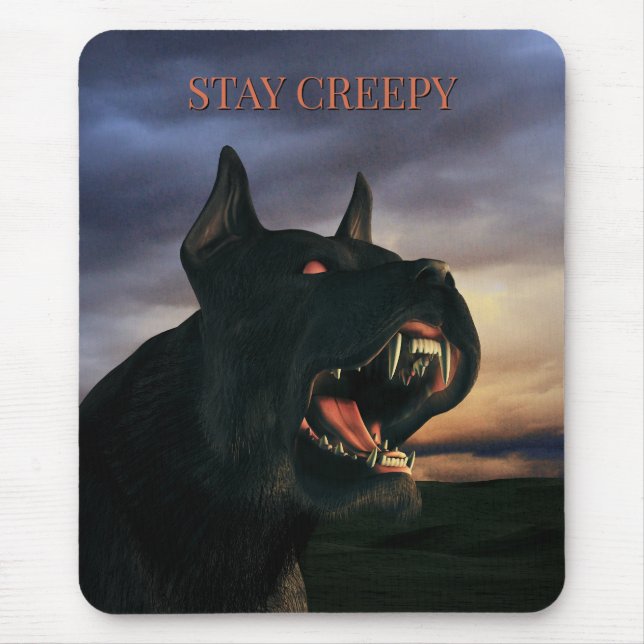 Stay Creepy. Big, black dog Musmatta (Framsidan)