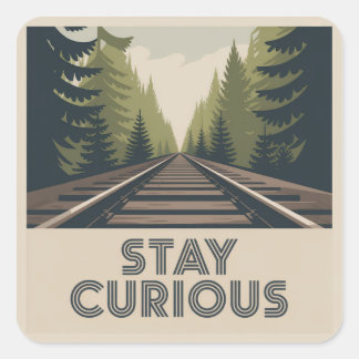 Stay Curious Fyrkantigt Klistermärke