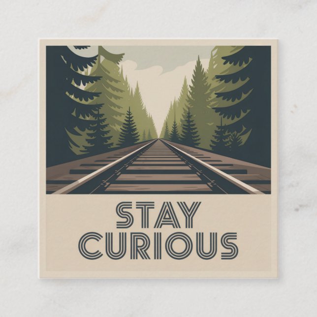 Stay Curious Fyrkantigt Visitkort (Framsida)