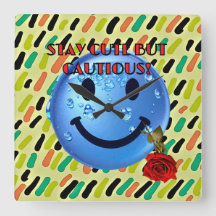 STAY CUTE MEN CAUTIOUS Wall Clock!