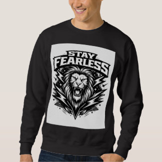 Stay Fearless Lion T-Shirt | Bold Streetwear Graph Lång Ärmad Tröja