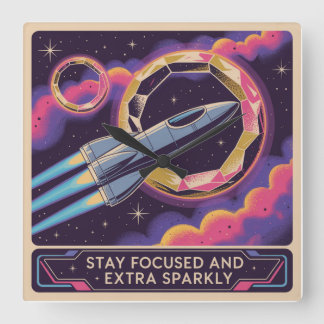 Stay Focused And Extra Sparkly Fyrkantig Klocka