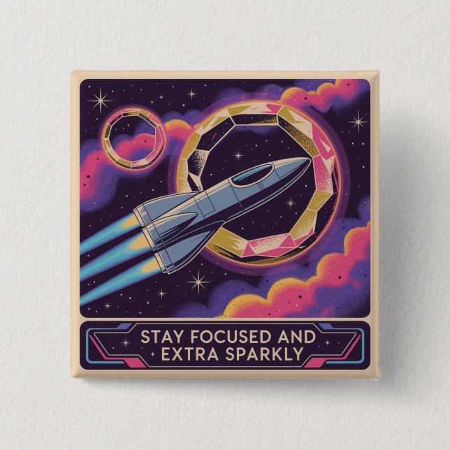 Stay Focused And Extra Sparkly Knapp (Framsida)