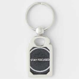 Stay Focused Motivational Keychain – Rektangulärt Silverfärgad Nyckelring