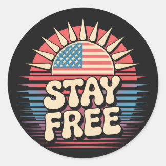 Stay Free 4 juli patriotisk Runt Klistermärke