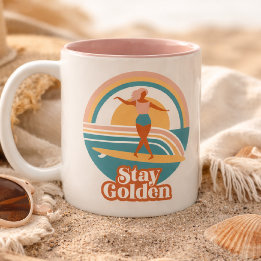 Stay Golden Retro Surf Mugg Coastal Boho