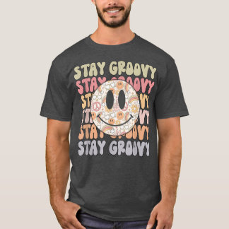 Stay GroovyRetro Happy Face Piece Hippie Boho Rain T Shirt