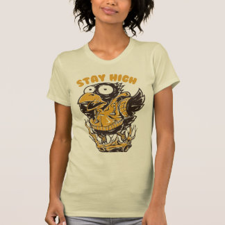 Stay High Funny Crow Cartoon Streetwear Graphic T Shirt