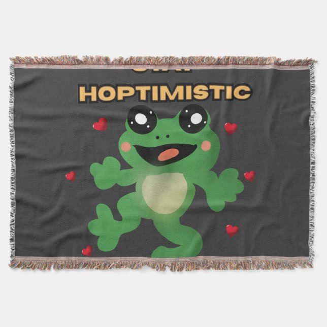 Stay Hoptimistic Cute Frog Pun Funny Frog Lover Gi Filt (Framsidan)