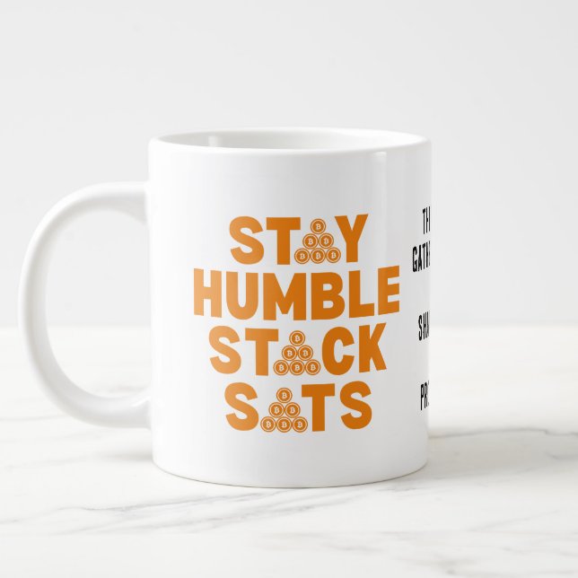 STAY HUMBLE STACK SATS Anpassningsbar Bitcoin Inve Jumbo Mugg (Vänster)