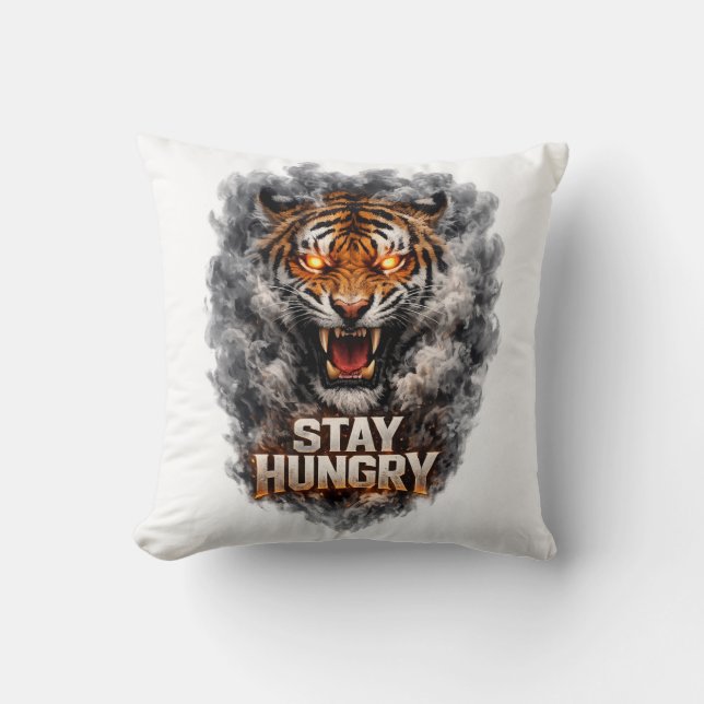Stay Hungry Tiger Motivation Design Kudde (Framsida)