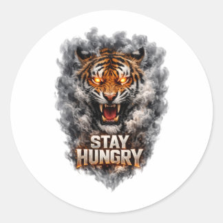 Stay Hungry Tiger Motivation Design Runt Klistermärke