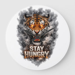 Stay Hungry Tiger Motivation Design Stor Klocka