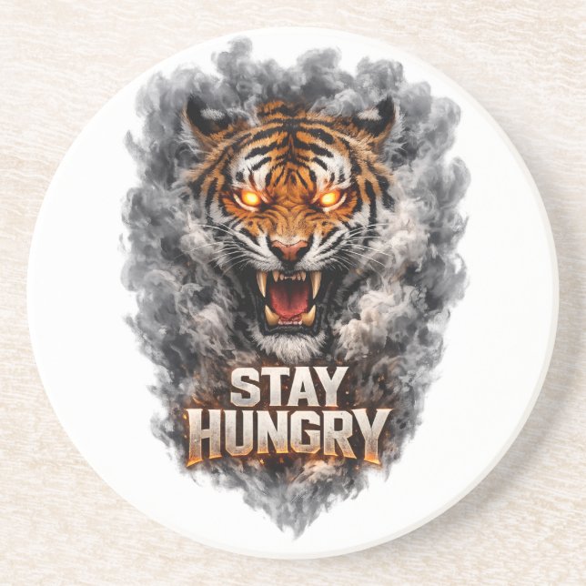 Stay Hungry Tiger Motivation Design Underlägg (Framsidan)
